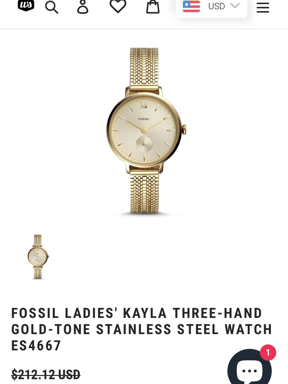 Limited and Rare Women’s Gold Fossil Watch - 3 Hand Stainless Steel